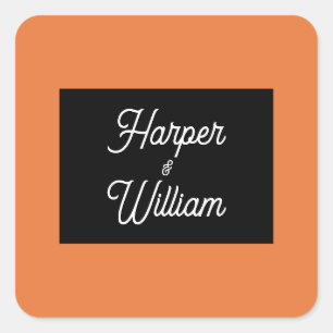 Sticker Carré Mariage orange contemporain