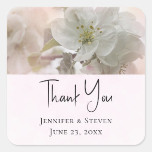 Sticker Carré Mariage photo en fleurs de pomme blanche