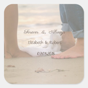 Sticker Carré Mariage plage, Pieds