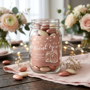 Sticker Carré Mariage Remerciements Bocal en Verre Guirlande Lum