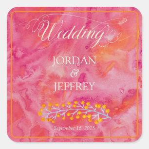 Sticker Carré Mariage romantique couleur chaude