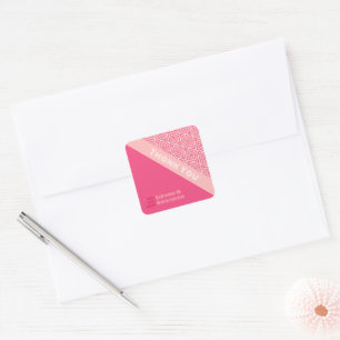 Sticker Carré Mariage rouge Rose géométrique
