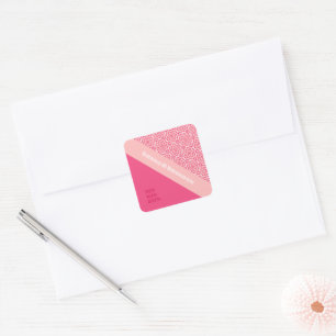 Sticker Carré Mariage rouge Rose géométrique