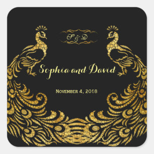 Sticker Carré Mariage Royal Burgundy Gold Peacock