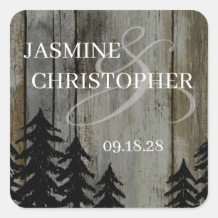 Sticker Carré Mariage Rustique en Forêt Noire