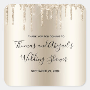 Sticker Carré Mariage scintillement Champagne Dégoulinade Mariag