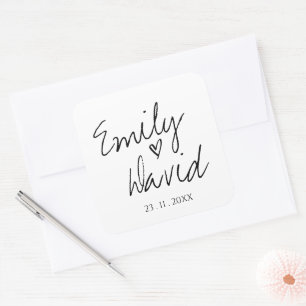 Sticker Carré Mariage simple minimaliste noir et blanc