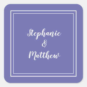 Sticker Carré Mariage simple Moderne Périwinkle Merci bleu