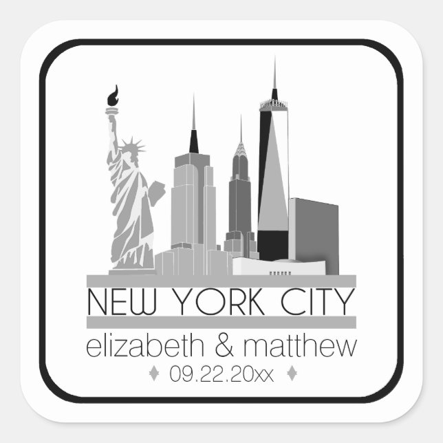 Sticker Carré Mariage Skyline de New York (Devant)