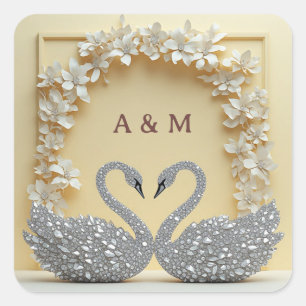 Sticker Carré Mariage Style de Romance Cristal Célébration