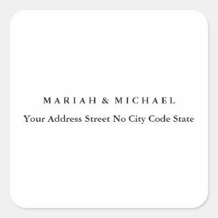 Sticker Carré Mariage Trend Minimaliste Nom Professionnel Adress