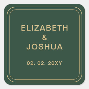 Sticker Carré Mariage vert et or