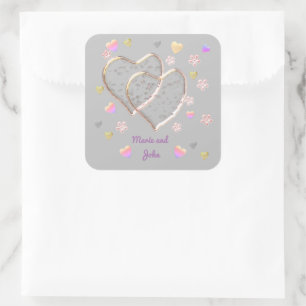 Sticker Carré Mariage vintage, personnalisé