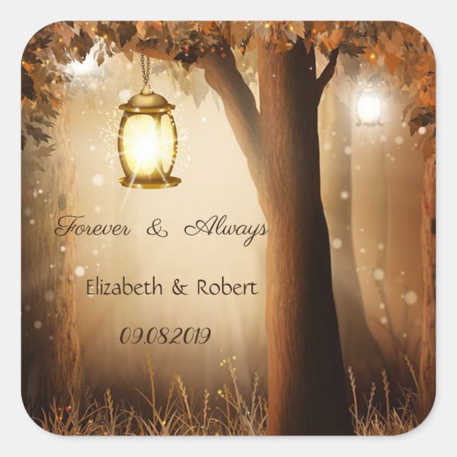 Sticker Carré Mariage vintage Rustic Tree (Devant)