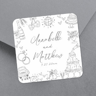 Sticker Carré Mariage Whimsical Gray Gray