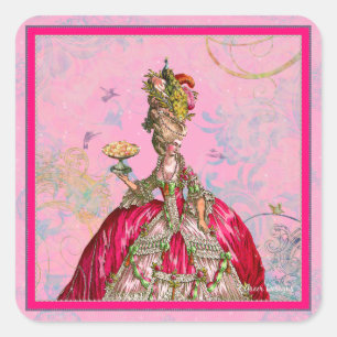 Sticker Carré Marie Antoinette Laissez-les manger gâteau & Peaco
