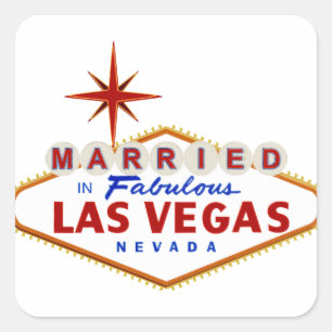 Sticker Carré Marié dans Fabulous Las Vegas, Nevada néon signe