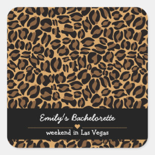 Sticker Carré Mariée Bachelorette Boujee Tendance Imprimé Léopar