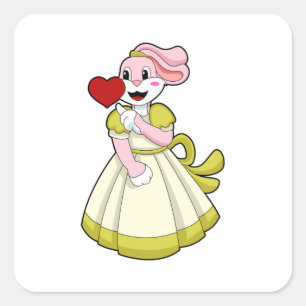 Sticker Carré Mariée lapin avec robe de mariée.PNG