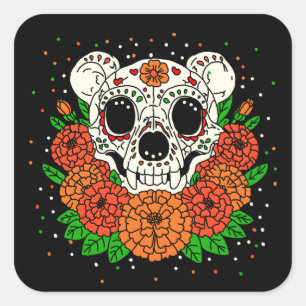 Sticker Carré Marigolds et crâne d'ours d'octobre