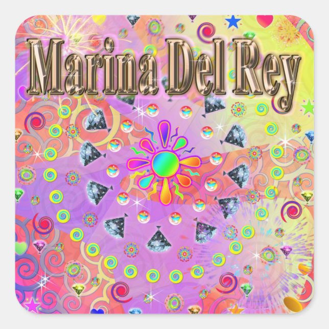 Sticker Carré Marina Del Rey Lucky Golden (Devant)