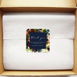 Sticker Carré Marine Blue Moody Floral Bourgogne Mariage