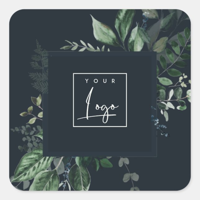 Sticker Carré Marine Moderne Vert Feuillage Tropical Foliage Fer (Devant)