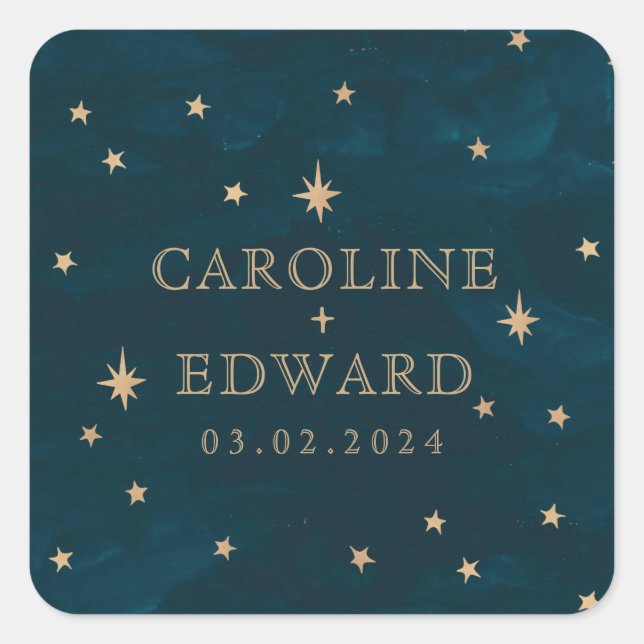 Sticker Carré Marine Mystical Gold Stars Mariage d'astronomie de (Devant)