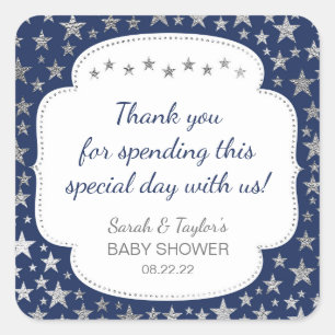 Sticker Carré Marine Silver Twinkle étoiles merci pour