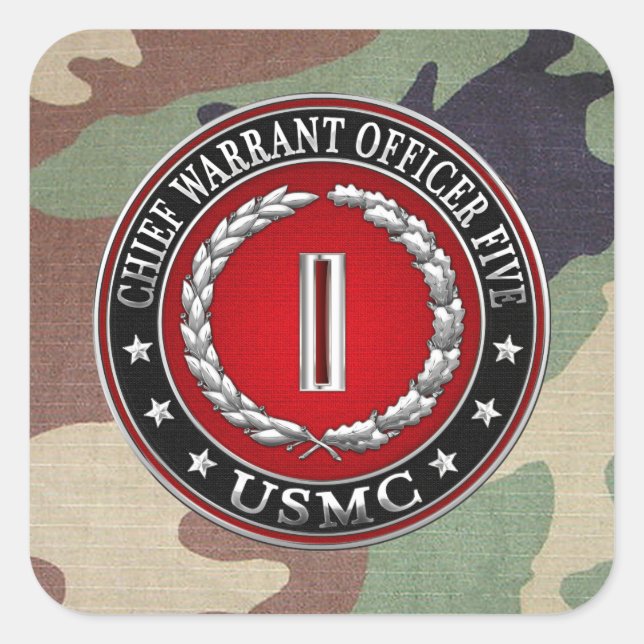 Sticker Carré Marines des États-Unis : Adjudant-chef cinq (Adjud (Devant)