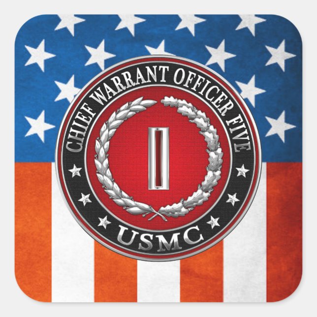 Sticker Carré Marines des États-Unis : Adjudant-chef cinq (Adjud (Devant)