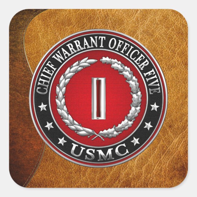 Sticker Carré Marines des États-Unis : Adjudant-chef cinq (Adjud (Devant)
