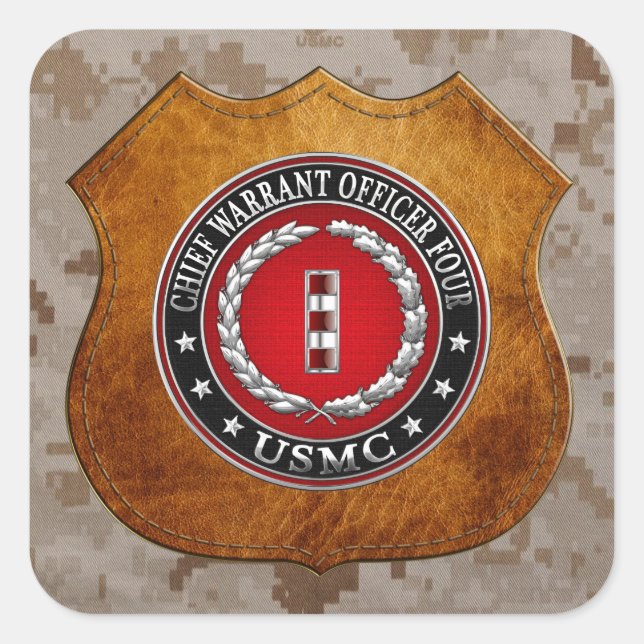 Sticker Carré Marines des États-Unis : Adjudant-chef quatre (USM (Devant)