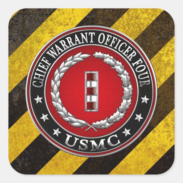 Sticker Carré Marines des États-Unis : Adjudant-chef quatre (USM (Devant)