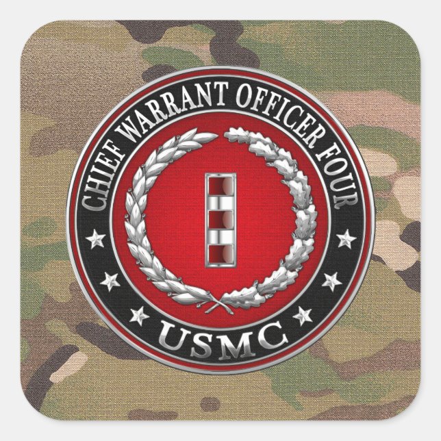 Sticker Carré Marines des États-Unis : Adjudant-chef quatre (USM (Devant)
