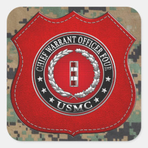 Sticker Carré Marines des États-Unis : Adjudant-chef quatre (USM