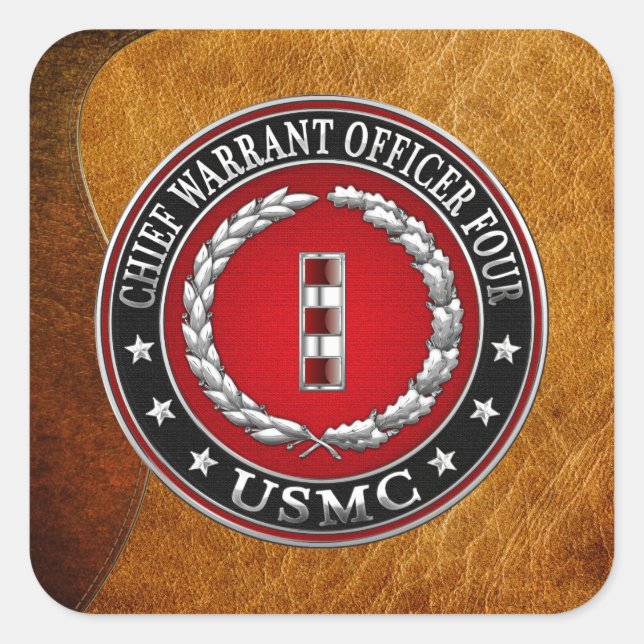 Sticker Carré Marines des États-Unis : Adjudant-chef quatre (USM (Devant)
