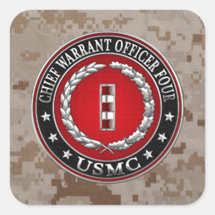 Sticker Carré Marines des États-Unis : Adjudant-chef quatre (USM