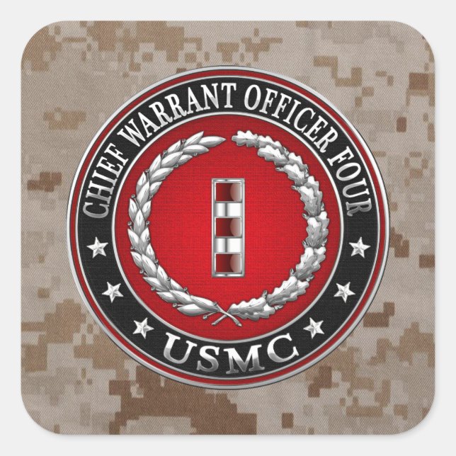Sticker Carré Marines des États-Unis : Adjudant-chef quatre (USM (Devant)