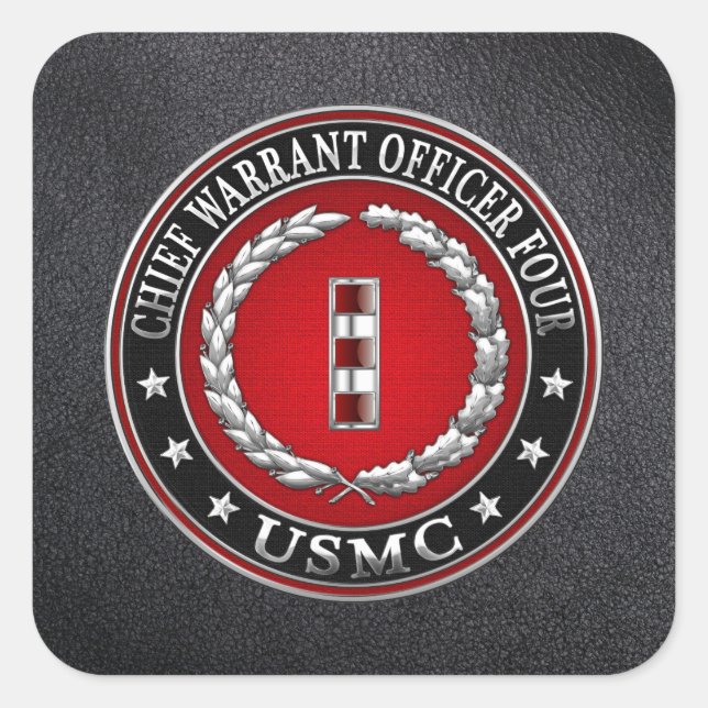 Sticker Carré Marines des États-Unis : Adjudant-chef quatre (USM (Devant)