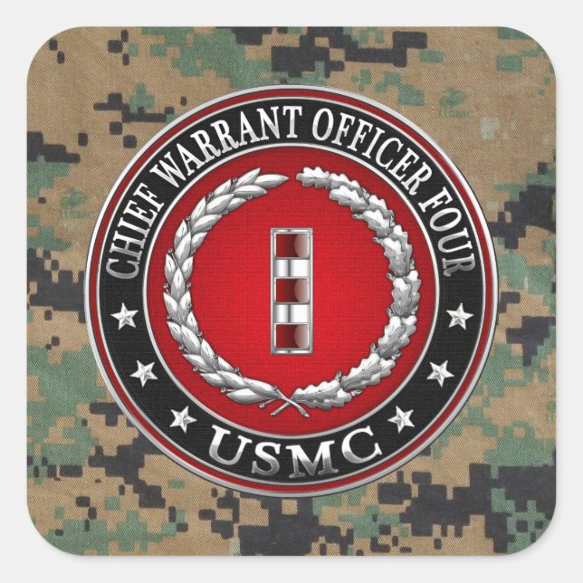 Sticker Carré Marines des États-Unis : Adjudant-chef quatre (USM (Devant)