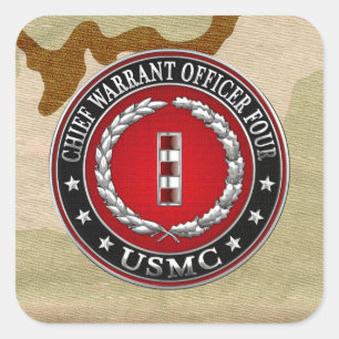 Sticker Carré Marines des États-Unis : Adjudant-chef quatre (USM