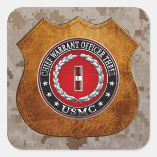 Sticker Carré Marines des États-Unis : Adjudant-chef trois (USMC