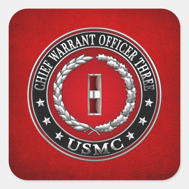 Sticker Carré Marines des États-Unis : Adjudant-chef trois (USMC (Devant)