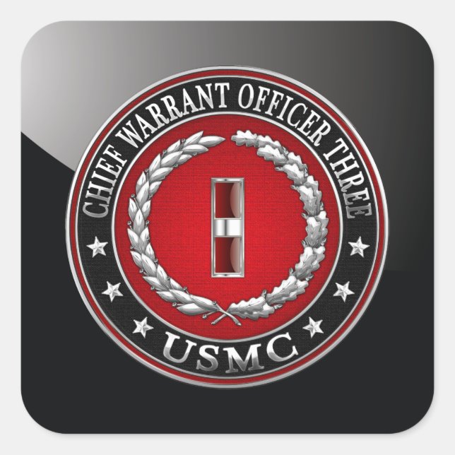 Sticker Carré Marines des États-Unis : Adjudant-chef trois (USMC (Devant)