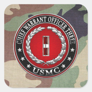 Sticker Carré Marines des États-Unis : Adjudant-chef trois (USMC