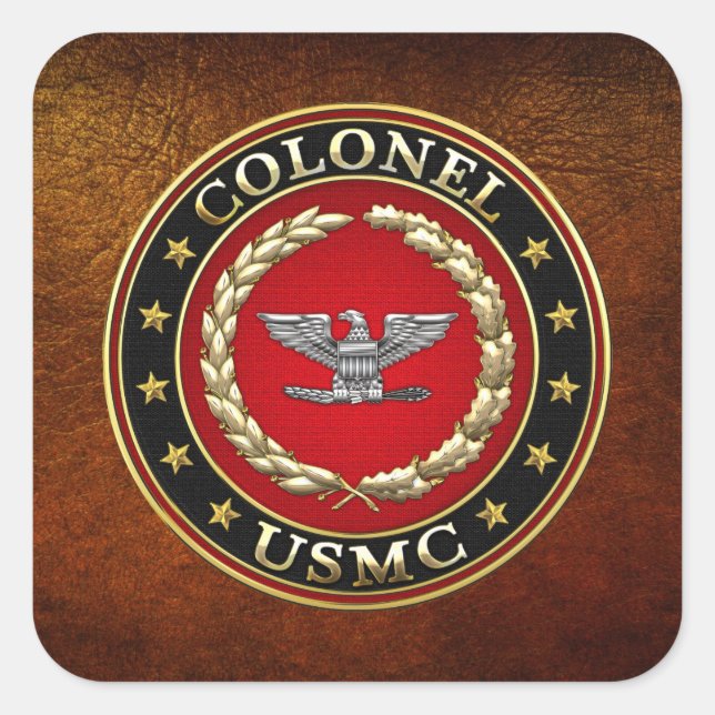Sticker Carré Marines des États-Unis : Colonel (USMC Col) [3D] (Devant)