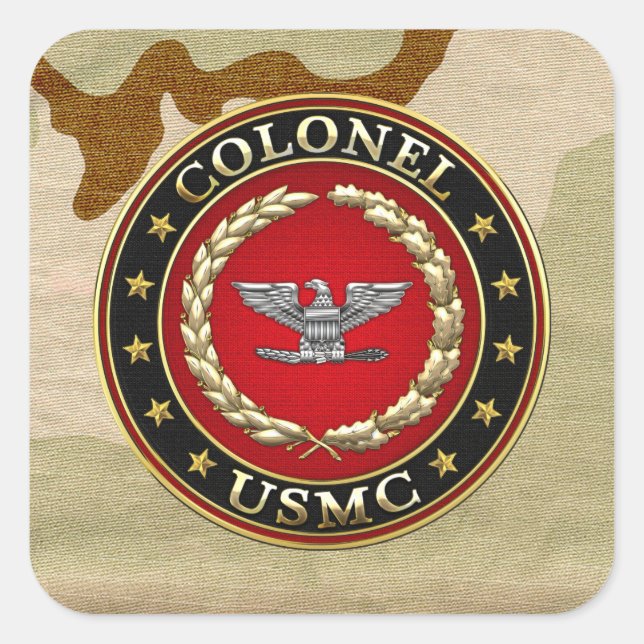 Sticker Carré Marines des États-Unis : Colonel (USMC Col) [3D] (Devant)