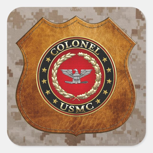 Sticker Carré Marines des États-Unis : Colonel (USMC Col) [3D] (Devant)