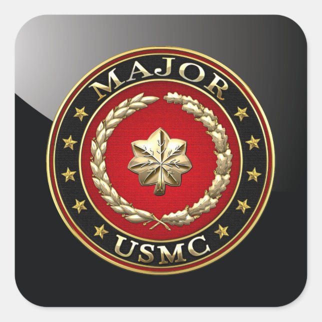 Sticker Carré Marines des États-Unis : Major (major de l'USMC) [ (Devant)